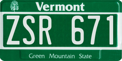 VT license plate ZSR671