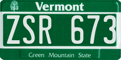VT license plate ZSR673
