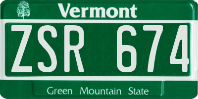 VT license plate ZSR674