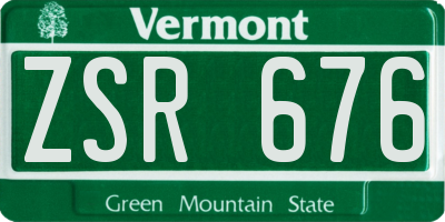 VT license plate ZSR676