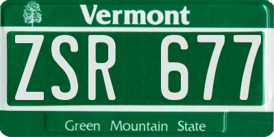 VT license plate ZSR677
