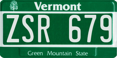 VT license plate ZSR679