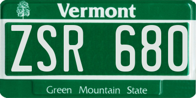 VT license plate ZSR680