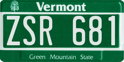 VT license plate ZSR681