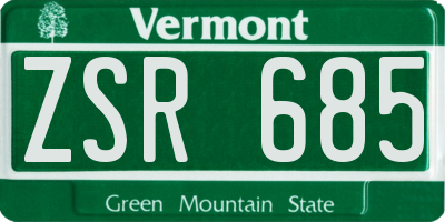 VT license plate ZSR685