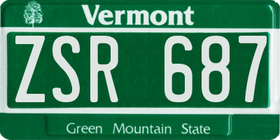 VT license plate ZSR687