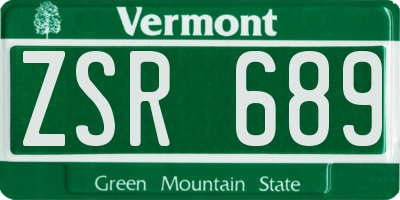VT license plate ZSR689