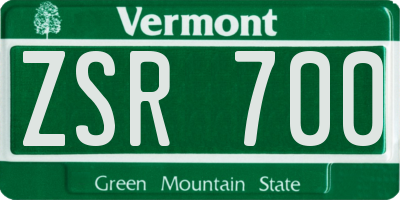 VT license plate ZSR700