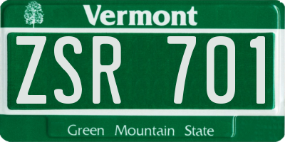 VT license plate ZSR701