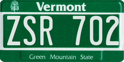 VT license plate ZSR702