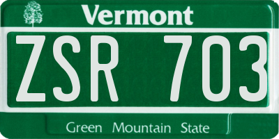 VT license plate ZSR703