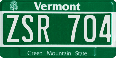 VT license plate ZSR704