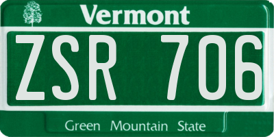VT license plate ZSR706