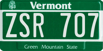 VT license plate ZSR707