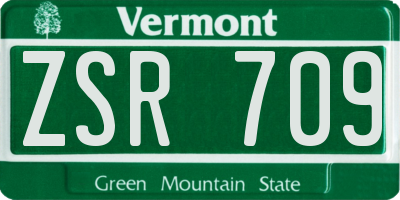 VT license plate ZSR709