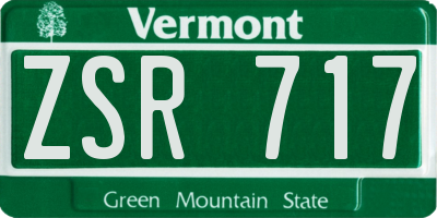 VT license plate ZSR717