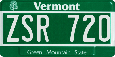 VT license plate ZSR720