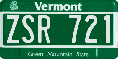 VT license plate ZSR721