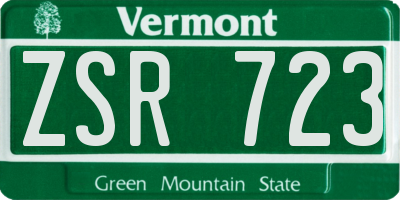 VT license plate ZSR723