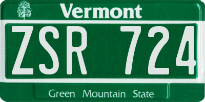 VT license plate ZSR724