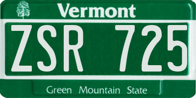 VT license plate ZSR725