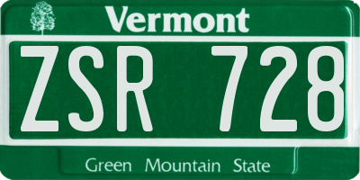 VT license plate ZSR728