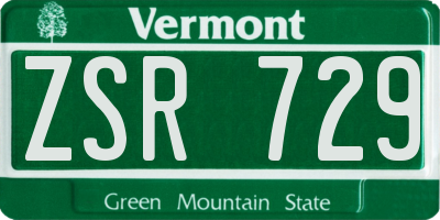 VT license plate ZSR729