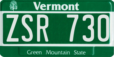 VT license plate ZSR730