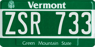 VT license plate ZSR733