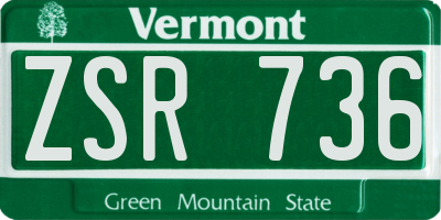 VT license plate ZSR736