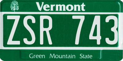 VT license plate ZSR743