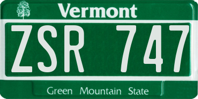 VT license plate ZSR747