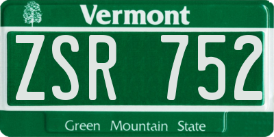 VT license plate ZSR752