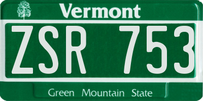 VT license plate ZSR753