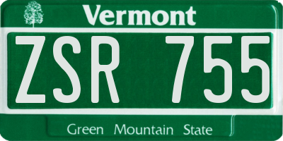 VT license plate ZSR755