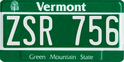 VT license plate ZSR756
