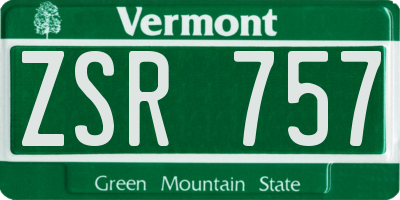 VT license plate ZSR757
