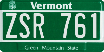 VT license plate ZSR761