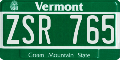 VT license plate ZSR765
