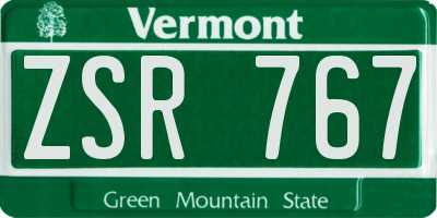 VT license plate ZSR767