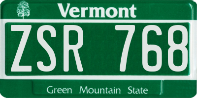 VT license plate ZSR768