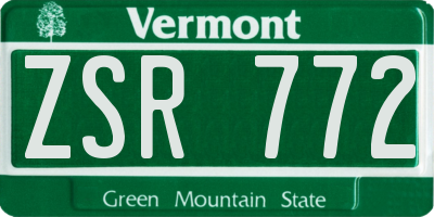 VT license plate ZSR772