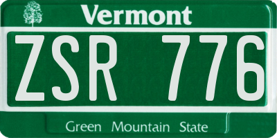 VT license plate ZSR776