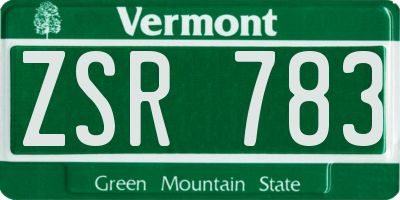 VT license plate ZSR783