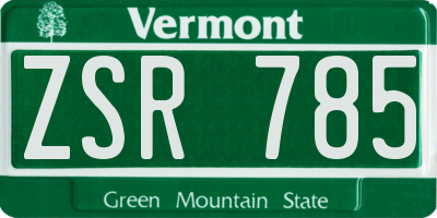 VT license plate ZSR785