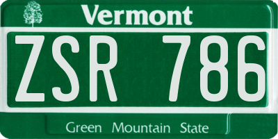 VT license plate ZSR786