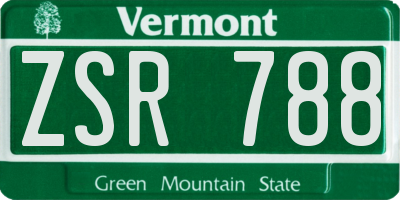 VT license plate ZSR788