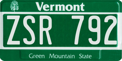 VT license plate ZSR792