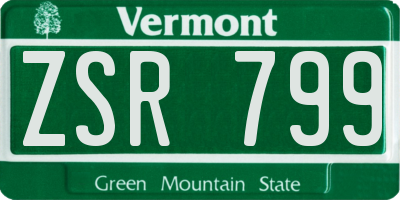 VT license plate ZSR799