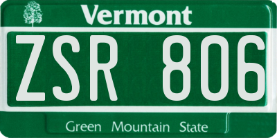 VT license plate ZSR806